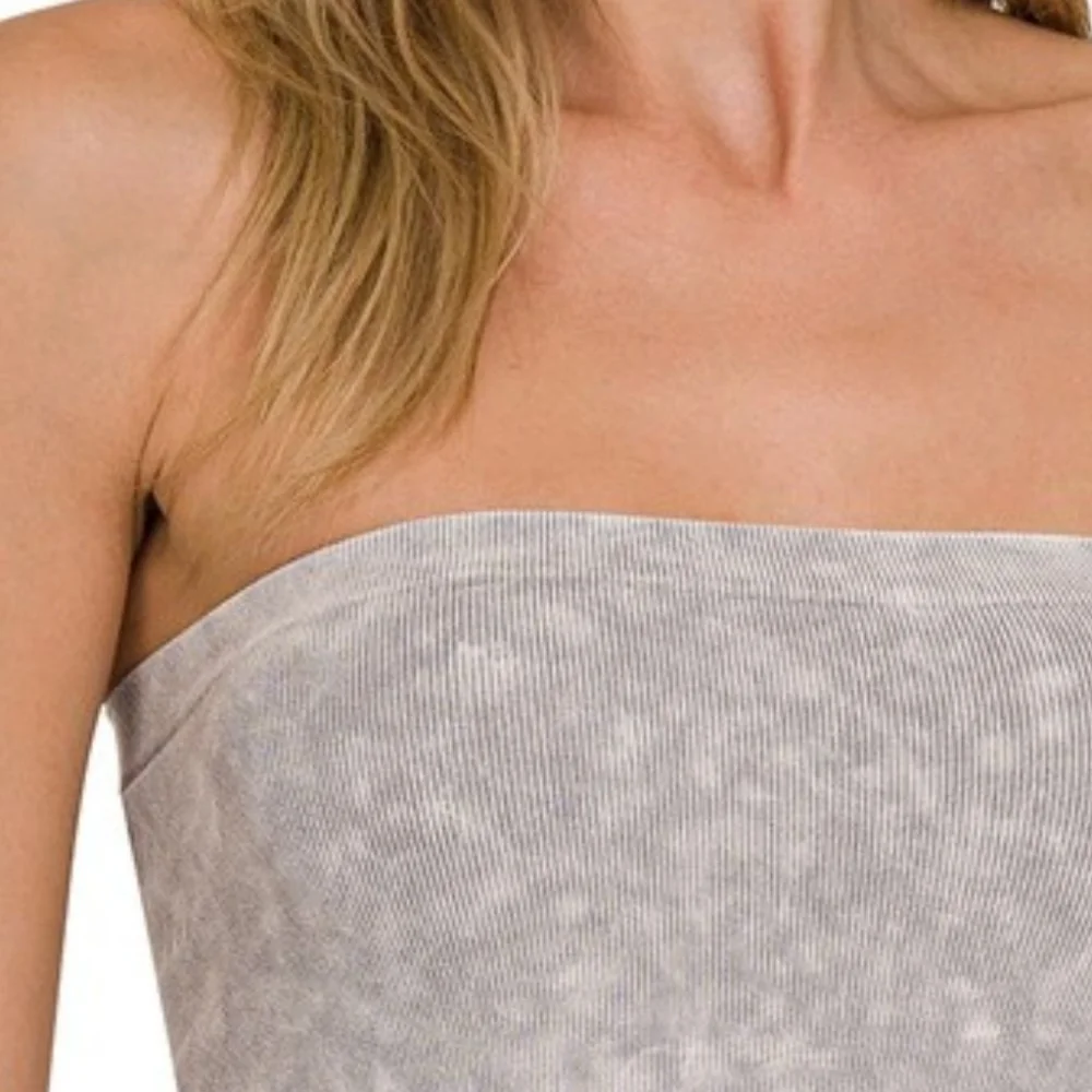 Zenana Washed Ribbed Seamless Tube Top - Picture 2 of 4